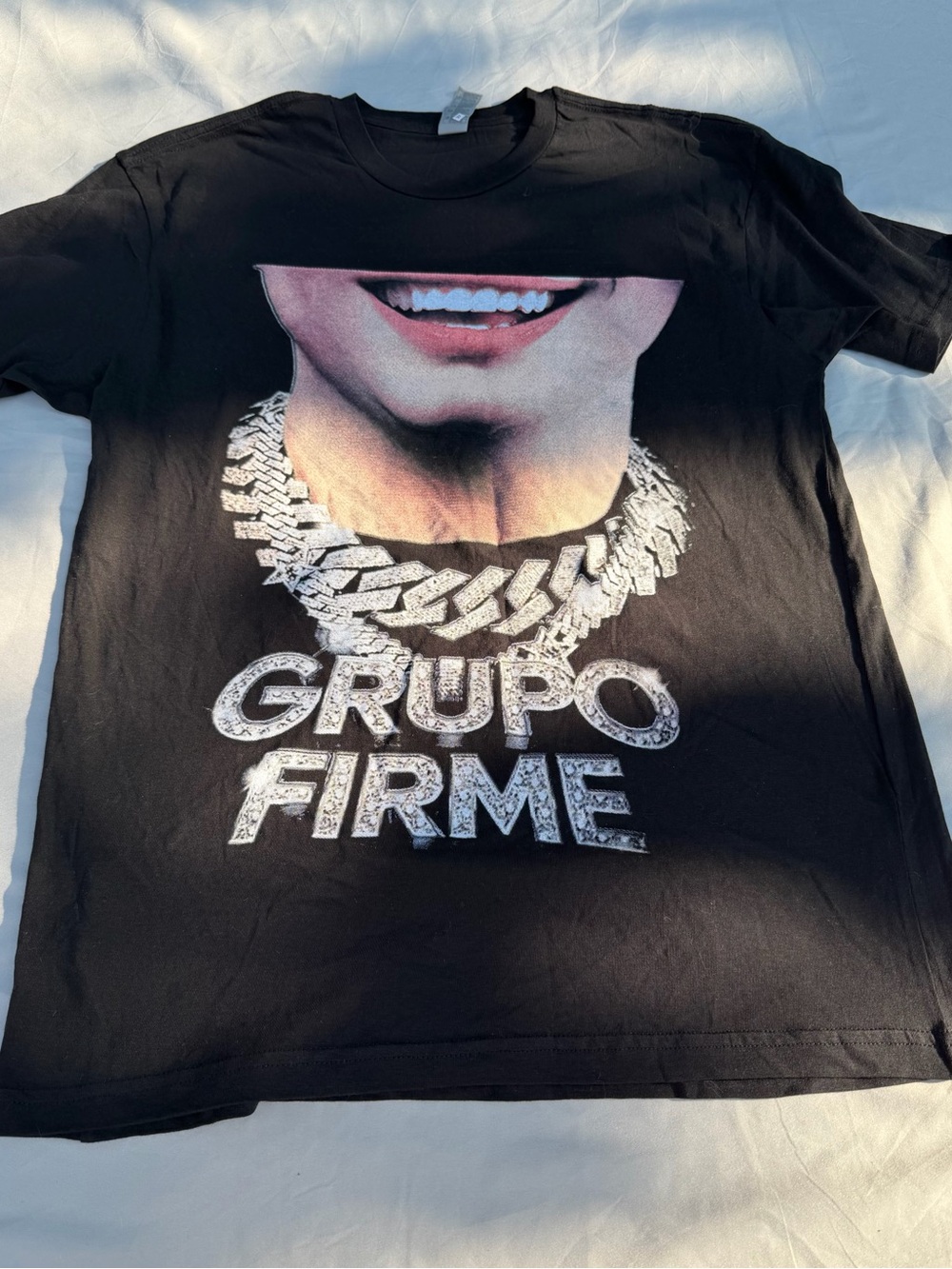 Echo Black Graphic Necklace Tee with Silver Print